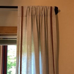 West Elm Flax Linen Embroidered Stripe Curtain